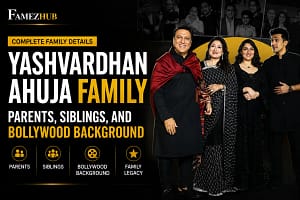 Yashvardhan Ahuja family photo with parents and sister